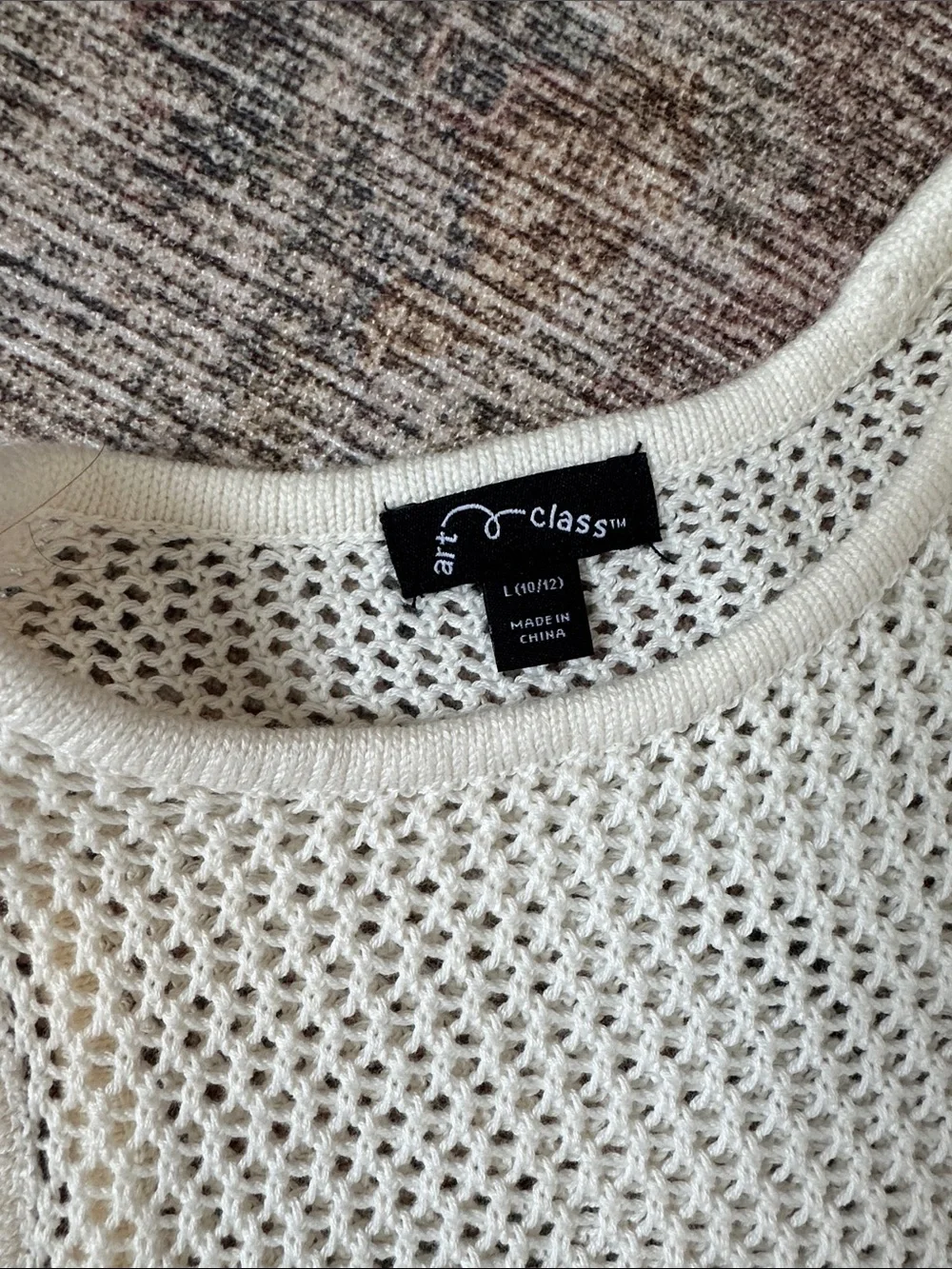 Kids Mesh Knit Sleeveless Tunic Coverup Dress - Cream